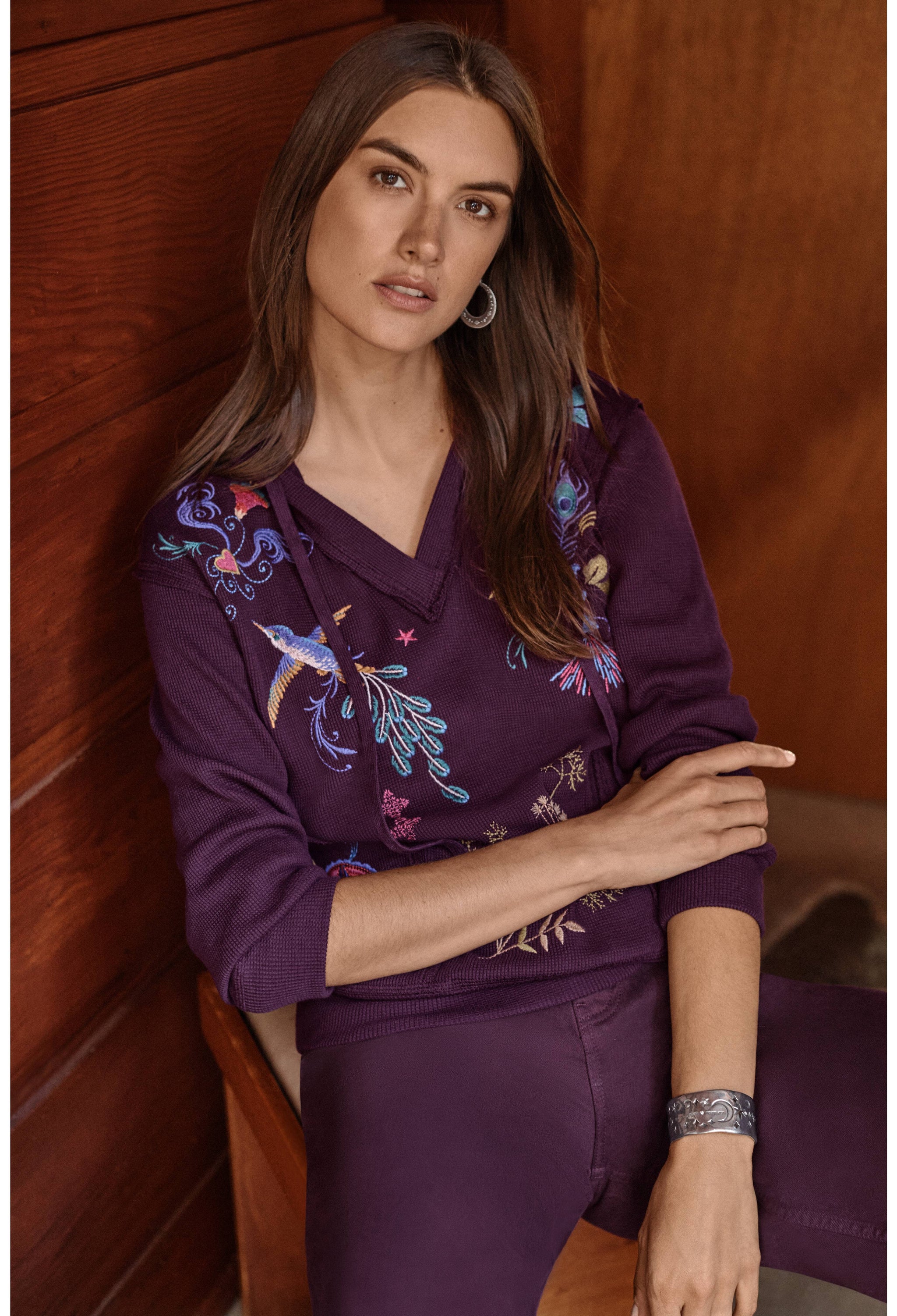 JOHNNY WAS RELAXED THERMAL HOODIE -SALE