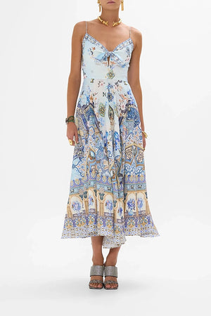 CAMILLA Long Dress With Tie Front