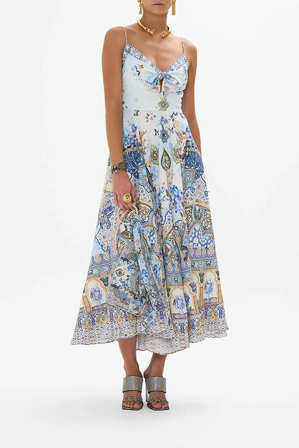 CAMILLA Long Dress With Tie Front-SALE