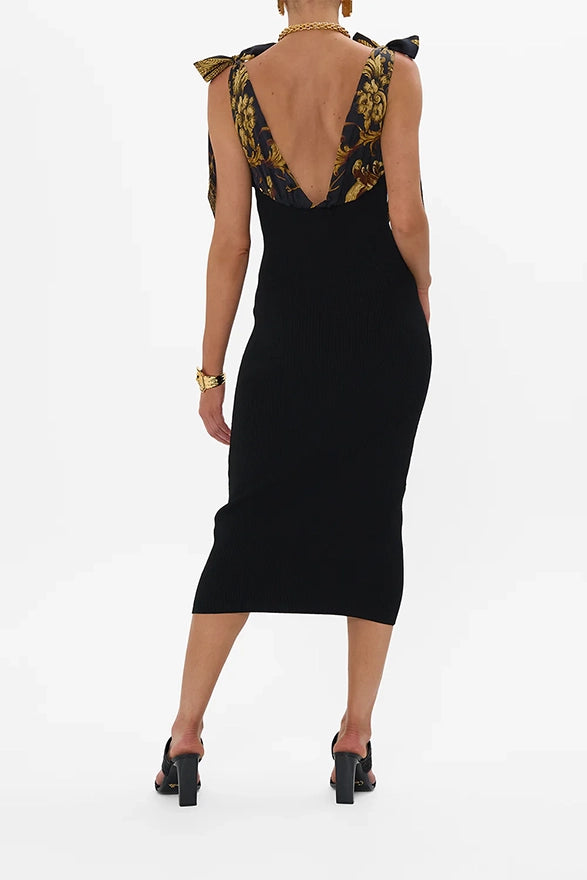 CAMILLA Long Knit Dress With Silk Ties - Medium -SALE