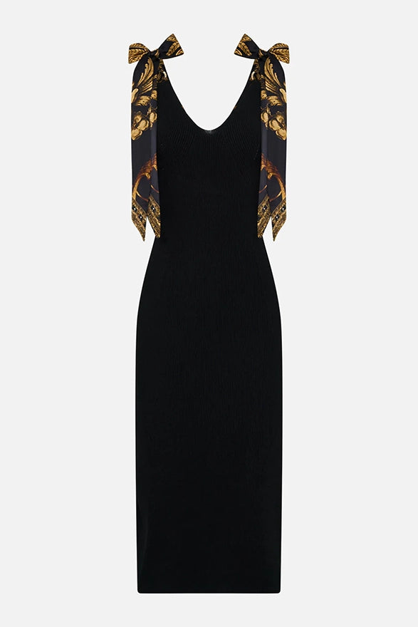 CAMILLA Long Knit Dress With Silk Ties - Medium -SALE