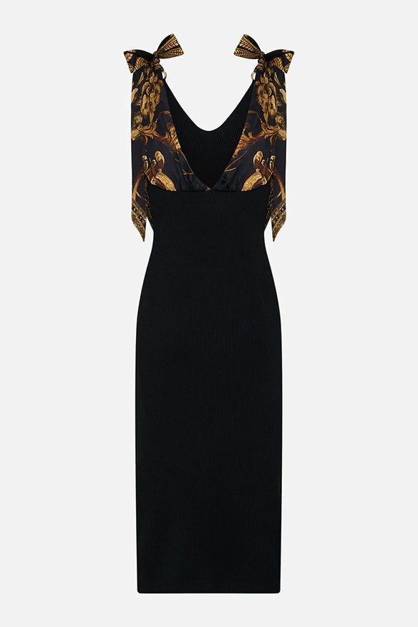 CAMILLA Long Knit Dress With Silk Ties - Medium -SALE