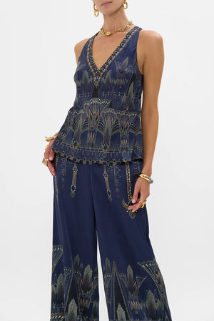 CAMILLA V NECK TOP WITH KNOT BACK