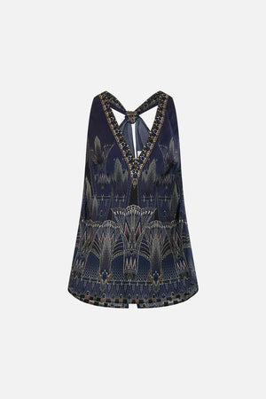 CAMILLA V NECK TOP WITH KNOT BACK