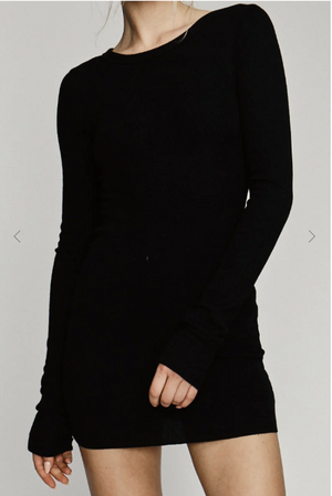 LONG SLEEVE CREWNECK MINI DRESS BLACK