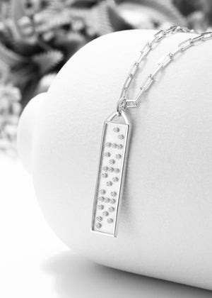 Touchstone I LOVE YOU Bar Silver Necklace