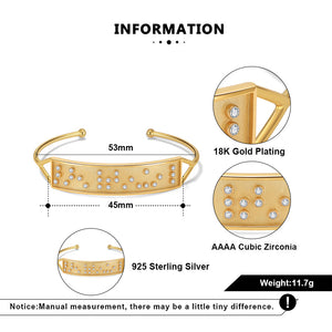 Touchstone LIMITLESS Braille Inspired Gold Cuff Bracelet