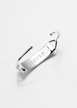Touchstone BELOVED Hidden Messages Braille Inspired Silver Cuff Bracelet