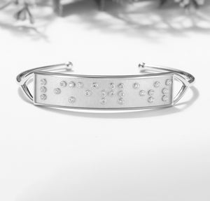 Touchstone LIMITLESS Hidden Messages Braille Inspired Silver Cuff Bracelet