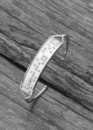 Touchstone YOU GOT THIS Hidden Messages Braille Inspired Silver Cuff Bracelet