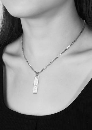 Touchstone I LOVE YOU Bar Silver Necklace